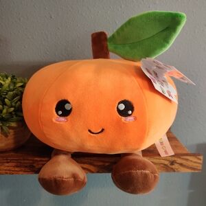 Cute Orange Pumpkin Plush Soft Kids Stuffed Toy Nwt Fruit Halloween Smiley Decor